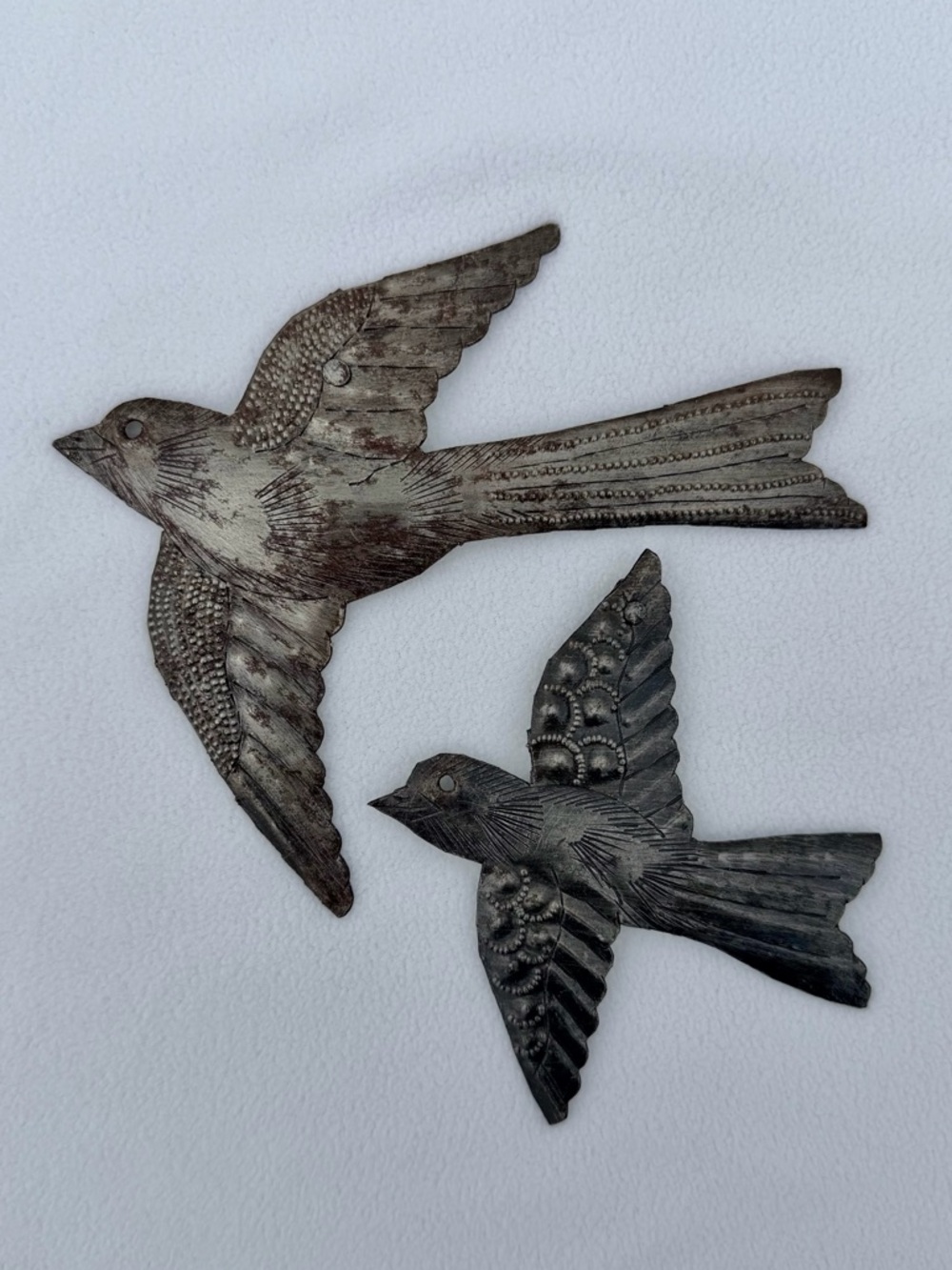 Birds in Flight Hand Crafted Metal Art Wall Decor ~ Set of 2